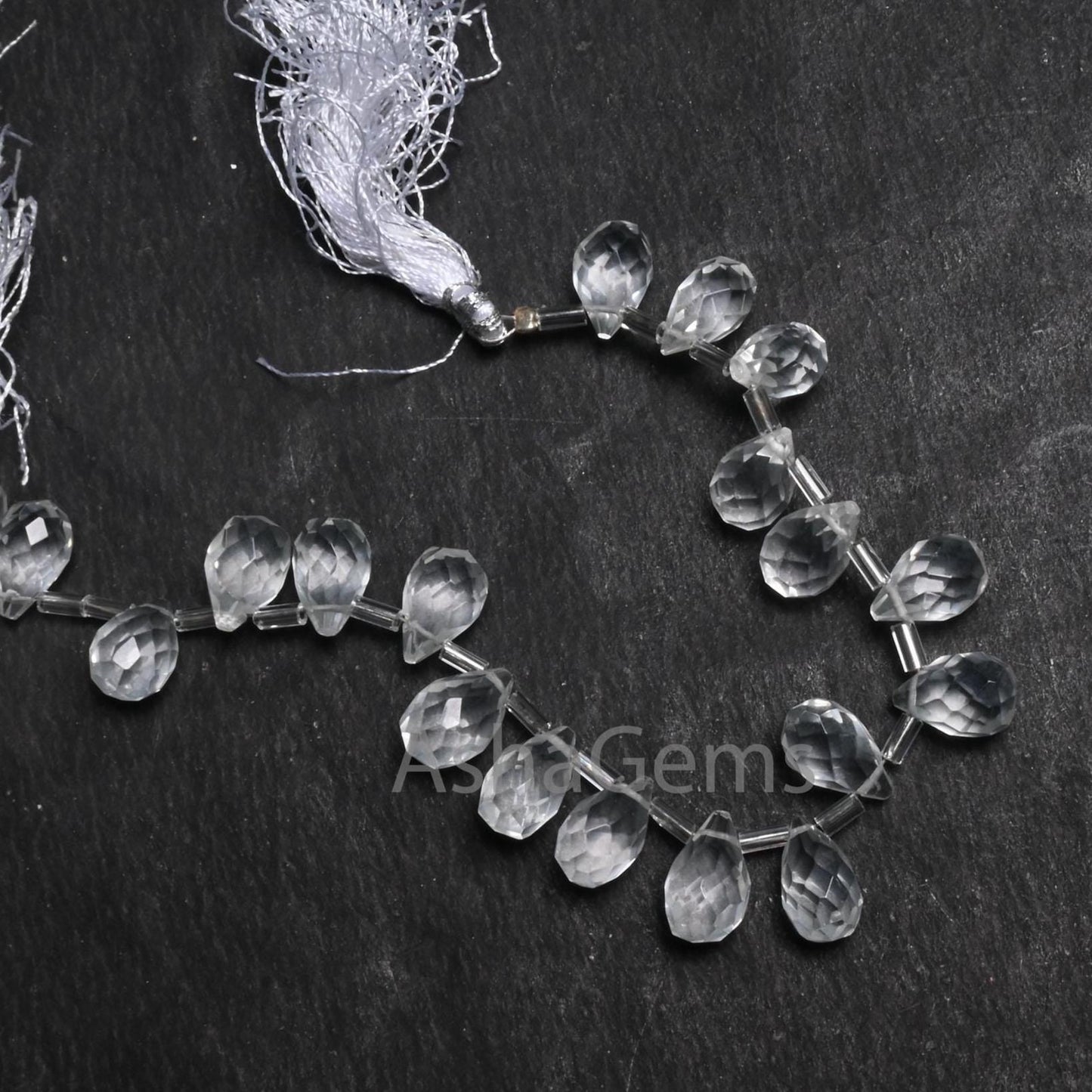 AAA Quality White Crystal Quartz Hydro Faceted Drop Shape Beads, Crystal White Teardrop Briolette Side Drill Bead Jewelry making Crafts SALE(AG 18736)
