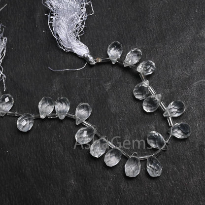 AAA Quality White Crystal Quartz Hydro Faceted Drop Shape Beads, Crystal White Teardrop Briolette Side Drill Bead Jewelry making Crafts SALE(AG 18736)
