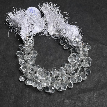 AAA Quality White Crystal Quartz Hydro Faceted Drop Shape Beads, Crystal White Teardrop Briolette Side Drill Bead Jewelry making Crafts SALE(AG 18736)