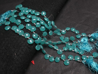 Beautiful Blue Chalcedony Color hydro Faceted Heart Shape Beads,8" AAA Aqua Blue Quartz Hydro Heart Briolette Side Drill Beads Jewelry Craft (AG 18738)