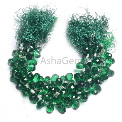 AAA Chrome Green Hydro Fancy Drops Faceted Beads,7-12 mm Tree Green Translucent Hydro Teardrop Briolette Machine Cut Side Drill Bead Jewelry (AG 18741)