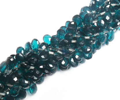 Beautiful London Blue Topaz Color Hydro Faceted Pears Shape Beads,8" AAA Topaz Hydro Teardrop Checker Cut Briolette bead Jewelry making SALE (AG 18742)