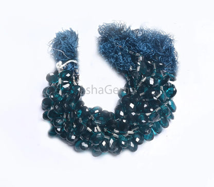Beautiful London Blue Topaz Color Hydro Faceted Pears Shape Beads,8" AAA Topaz Hydro Teardrop Checker Cut Briolette bead Jewelry making SALE (AG 18742)