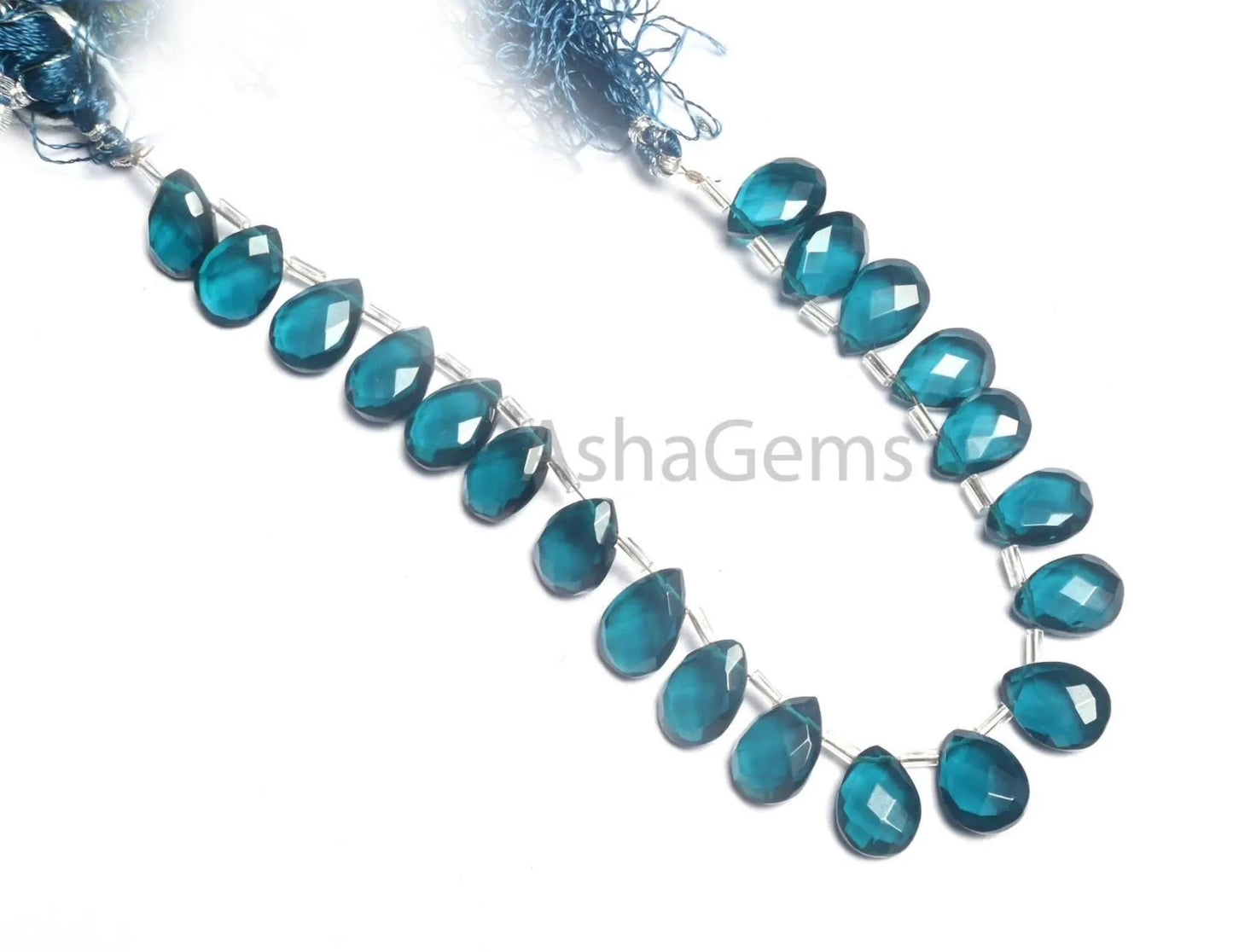 Beautiful London Blue Topaz Color Hydro Faceted Pears Shape Beads,8" AAA Topaz Hydro Teardrop Checker Cut Briolette bead Jewelry making SALE (AG 18742)