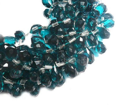 AAA Quality London Blue Topaz Color Hydro Faceted Drops Beads, Blue Topaz Hydro Teardrop Briolette Side Drill bead For Jewelry making Crafts(AG 18744)