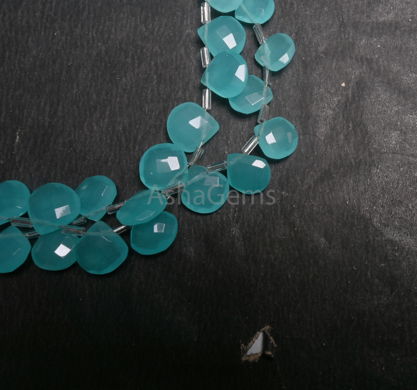 Beautiful Sky Blue Chalcedony Hydro Faceted Heart Shape Beads, AAA Aqua Blue Chalcedony Hydro Heart Checker Cut Briolette beads Jewelry SALE(AG 18748)