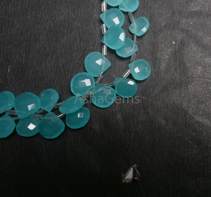 Beautiful Sky Blue Chalcedony Hydro Faceted Heart Shape Beads, AAA Aqua Blue Chalcedony Hydro Heart Checker Cut Briolette beads Jewelry SALE(AG 18748)