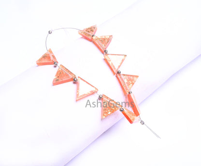 Beautiful Quartz carnelian Gold Foil Doublet Triangle Shape Faceted Beads, Doublet fancy Trillion Flat Table Cut Gemstone Beads Jewelry SALE(AG 18706 )
