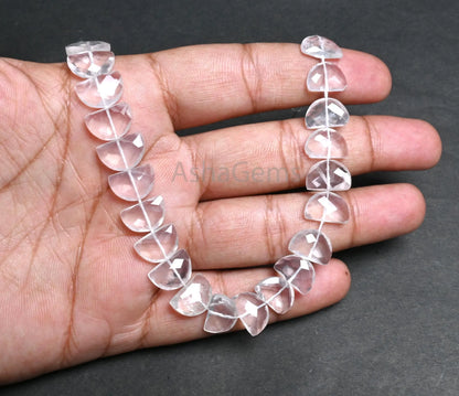 Beautiful Rose Quartz Fancy D Shape Gemstone Loose Beads,8-12 mm natural Light Pink Rose Quartz Fancy Briolette Half Moon Bead Jewelry Craft(AG 18688)