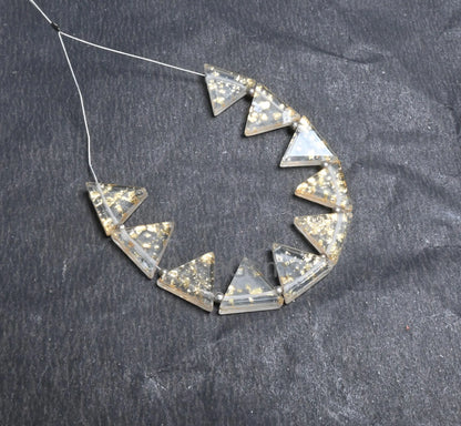 Beautiful Gold Foil Doublet Crystal Quartz Fancy Table Cut Triangle Shape Beads,12.5-14mm Quartz Doublet Flat Trillion Gemstone Bead Jewelry(AG 18723 )
