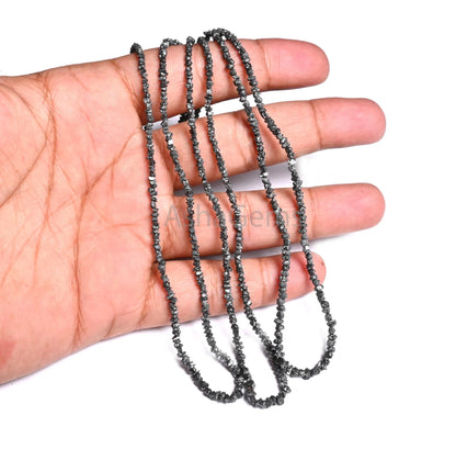 Natural Black Diamond Uncut Beads, Fine Raw Diamond Tiny Chips Beads,16" Strand Real Diamond Uncut chip Beads Genuine Diamond Beads Necklace( AG 18724)