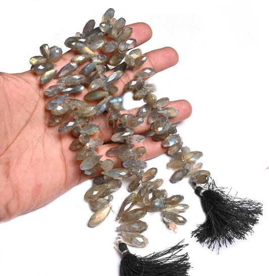 Natural labradorite fancy Long Drop Indian cut Beads, Multi Fire Labradorite Faceted Teardrop Briolette Handcut Gemstone Beads Jewelry Craft(AG 18725)