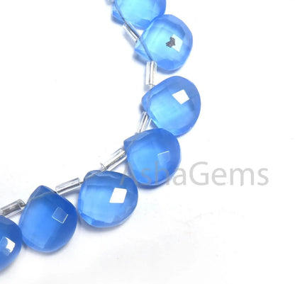AAA Tanzanite Color Hydro Faceted Heart Shape Beads,9-11.5mm Beautiful Blue Hydro Heart Checker Cut Briolette bead Jewelry Making Craft SALE(AG 18753)