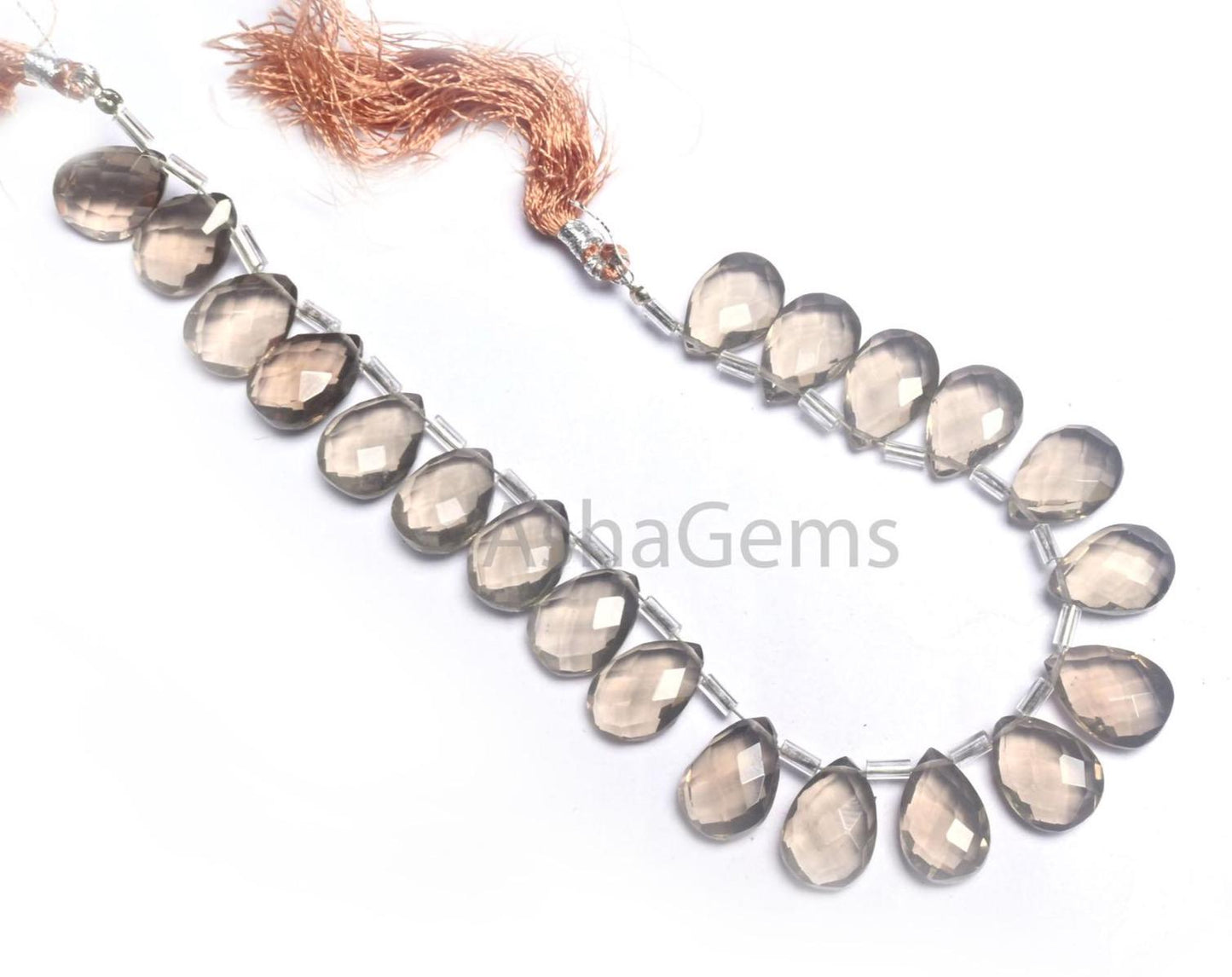 Beautiful Light Gray Quartz Hydro Faceted Pear Shape Beads, Translucent Smoky Quartz Hydro Teardrop Briolette Brown Quartz Bead Jewelry SALE (AG 18730 )