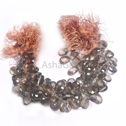 Beautiful Light Gray Quartz Hydro Faceted Pear Shape Beads, Translucent Smoky Quartz Hydro Teardrop Briolette Brown Quartz Bead Jewelry SALE (AG 18730 )