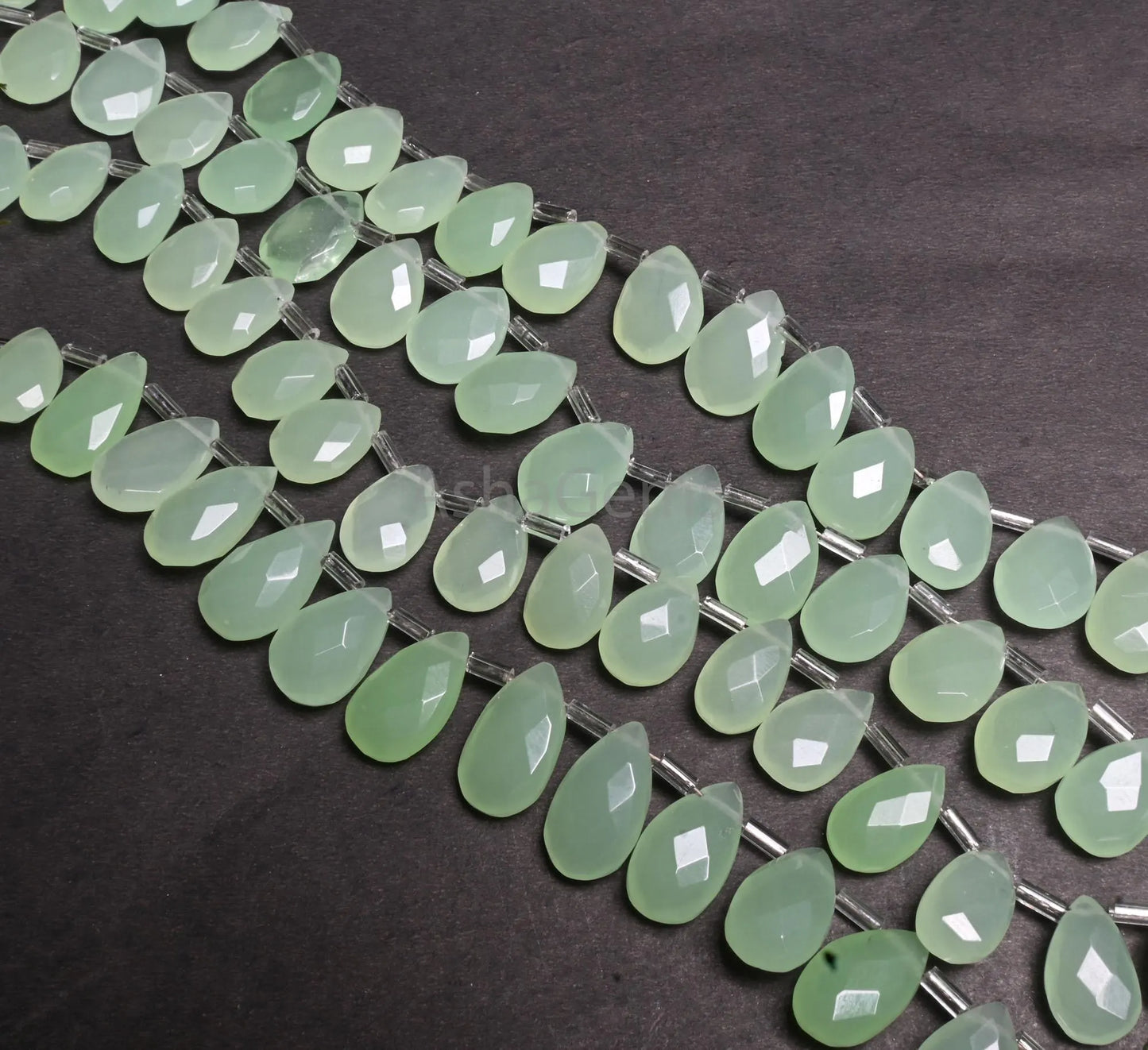 Beautiful Light Green Quartz Hydro faceted Pear Beads, AAA Prehnite color Teardrop Checker Cut Briolette Side Drill Beads Jewelry Craft  SALE(AG 18731)