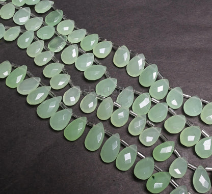 Beautiful Light Green Quartz Hydro faceted Pear Beads, AAA Prehnite color Teardrop Checker Cut Briolette Side Drill Beads Jewelry Craft  SALE(AG 18731)