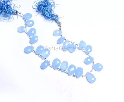 AAA Quality Blue Quartz Hydro Faceted Pears Shape Beads, Blue Lace agate Color Hydro Checker cut Teardrop Briolette Beads Jewelry Craft SALE (AG 18732)