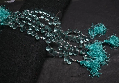AAA Quality Green amethyst Color Hydro Faceted Drops Beads, Sea Green Hydro Side Drill Teardrop Briolette Indian Machine Cut Beads Jewelry(AG 18734)