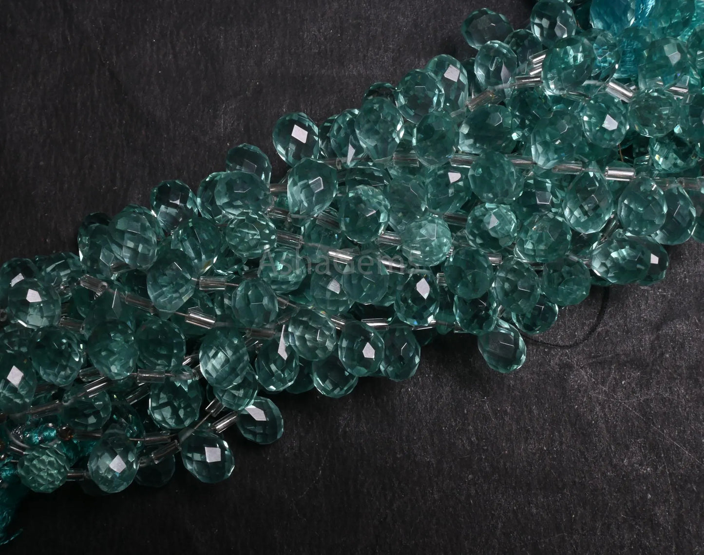 AAA Quality Green amethyst Color Hydro Faceted Drops Beads, Sea Green Hydro Side Drill Teardrop Briolette Indian Machine Cut Beads Jewelry(AG 18734)