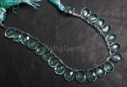 Beautiful Sea Green Chalcedony Color Hydro faceted Pears Shape Beads, AAA Green amethyst Color Hydro Teardrop Briolette Beads Jewelry Making (AG 18737)