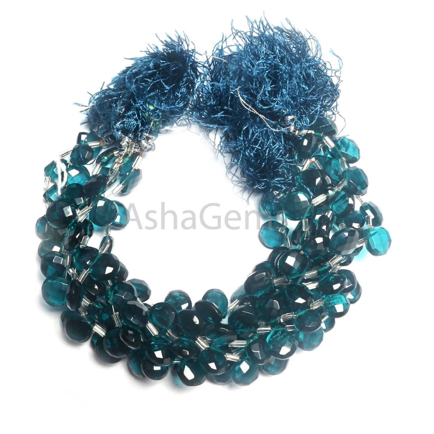 AAA Quality London Blue Topaz Color Hydro Faceted Heart Shape Beads,8" Beautiful Topaz Hydro Heart Checker Cut Briolette bead Jewelry Crafts(AG 18743)