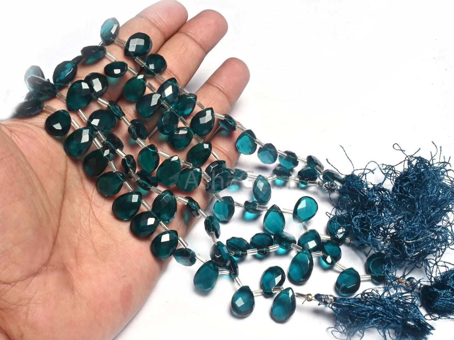 Beautiful London Blue Topaz Color Hydro Faceted Pears Shape Beads,8" AAA Topaz Hydro Teardrop Checker Cut Briolette bead Jewelry making SALE (AG 18742)