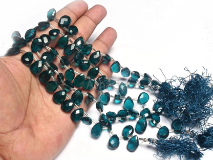 Beautiful London Blue Topaz Color Hydro Faceted Pears Shape Beads,8" AAA Topaz Hydro Teardrop Checker Cut Briolette bead Jewelry making SALE (AG 18742)