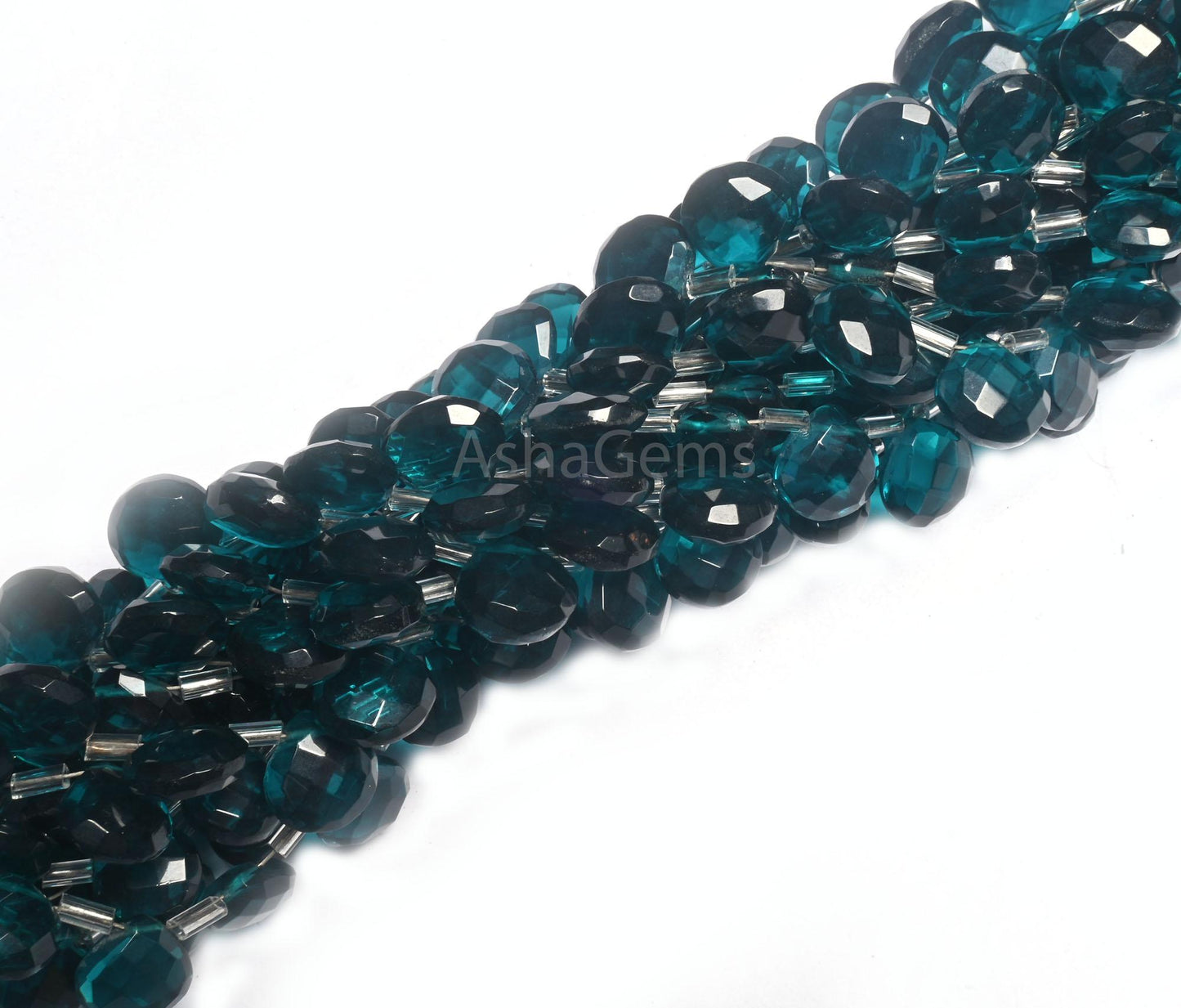 AAA Quality London Blue Topaz Color Hydro Faceted Heart Shape Beads,8" Beautiful Topaz Hydro Heart Checker Cut Briolette bead Jewelry Crafts(AG 18762)