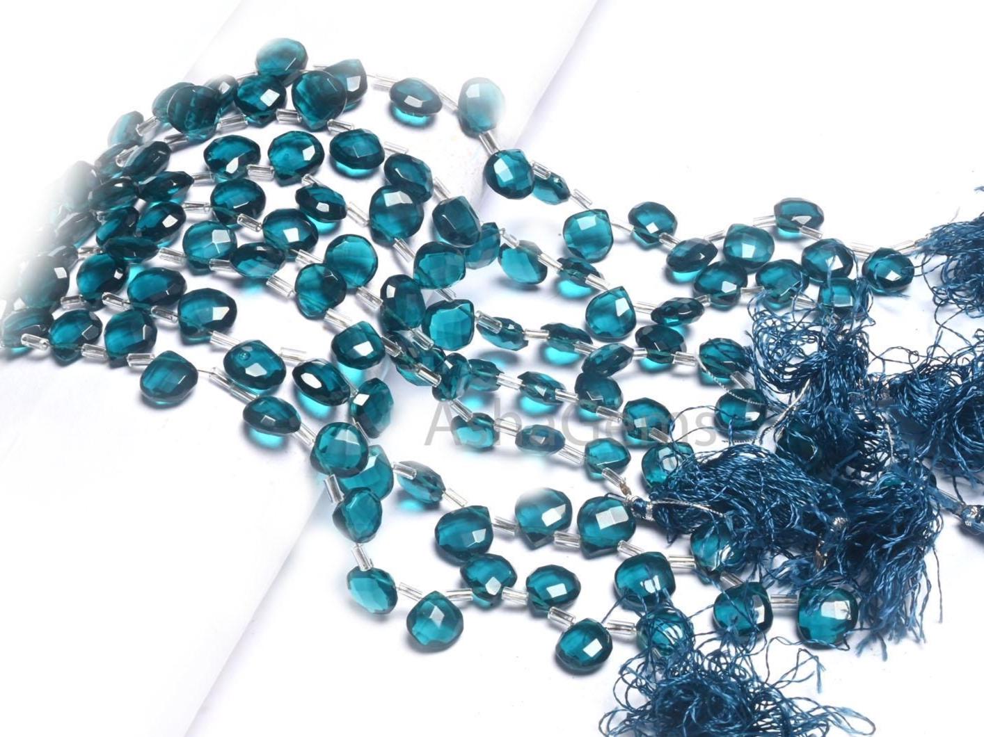 AAA Quality London Blue Topaz Color Hydro Faceted Heart Shape Beads,8" Beautiful Topaz Hydro Heart Checker Cut Briolette bead Jewelry Crafts(AG 18762)
