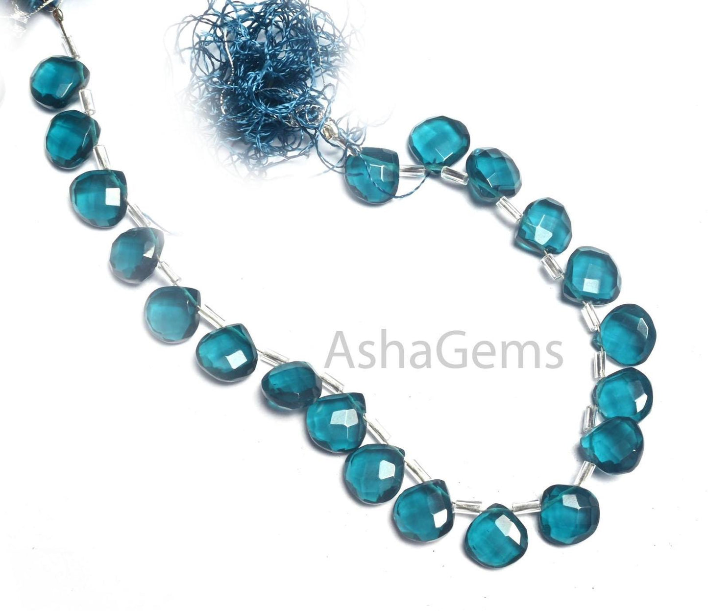 AAA Quality London Blue Topaz Color Hydro Faceted Heart Shape Beads,8" Beautiful Topaz Hydro Heart Checker Cut Briolette bead Jewelry Crafts(AG 18743)