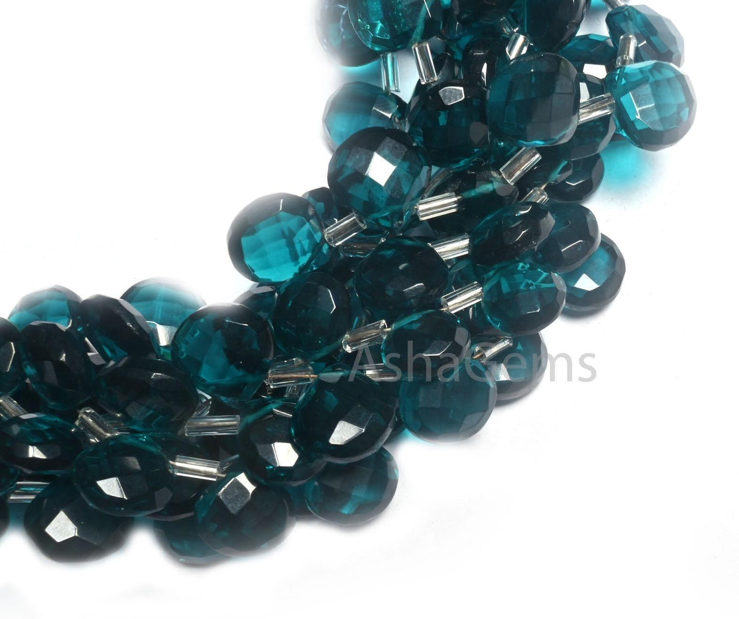 AAA Quality London Blue Topaz Color Hydro Faceted Heart Shape Beads,8" Beautiful Topaz Hydro Heart Checker Cut Briolette bead Jewelry Crafts(AG 18762)