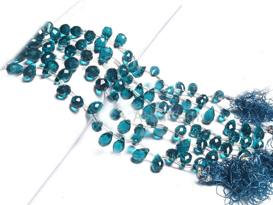 AAA Quality London Blue Topaz Color Hydro Faceted Drops Beads, Blue Topaz Hydro Teardrop Briolette Side Drill bead For Jewelry making Crafts(AG 18744)
