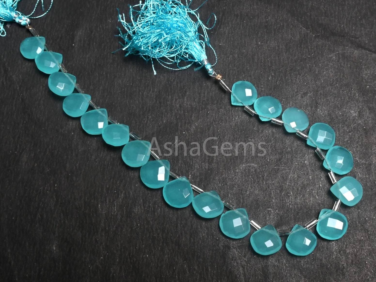Beautiful Sky Blue Chalcedony Hydro Faceted Heart Shape Beads, AAA Aqua Blue Chalcedony Hydro Heart Checker Cut Briolette beads Jewelry SALE(AG 18748)