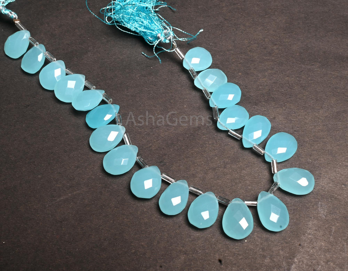 AAA Quality Sky Blue Chalcedony Color Hydro Faceted Pear Shape Beads,8" Sky Blue Hydro Teardrop Briolette Beads Jewelry making Handicrafts(AG 18750)