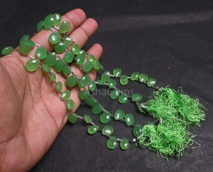 Beautiful Green Quartz Hydro Checker Cut Pears Shape Beads,9" Strand AAA Green Hydro Faceted Teardrop Briolette Side Drill Bead Jewelry SALE (AG 18752)