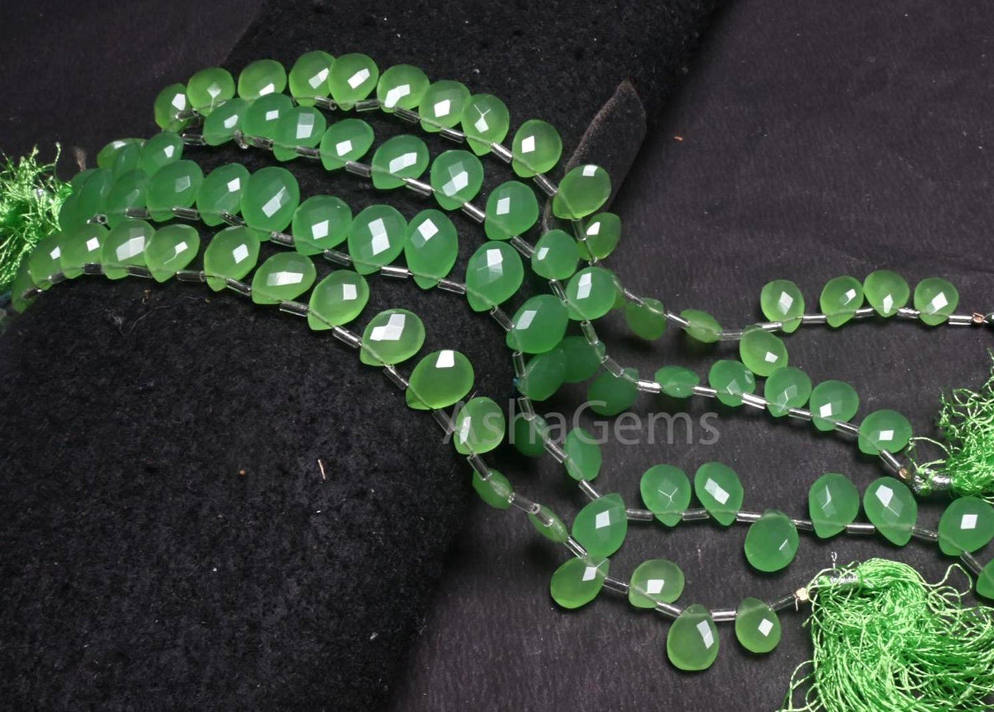 Beautiful Green Quartz Hydro Checker Cut Pears Shape Beads,9" Strand AAA Green Hydro Faceted Teardrop Briolette Side Drill Bead Jewelry SALE (AG 18752)
