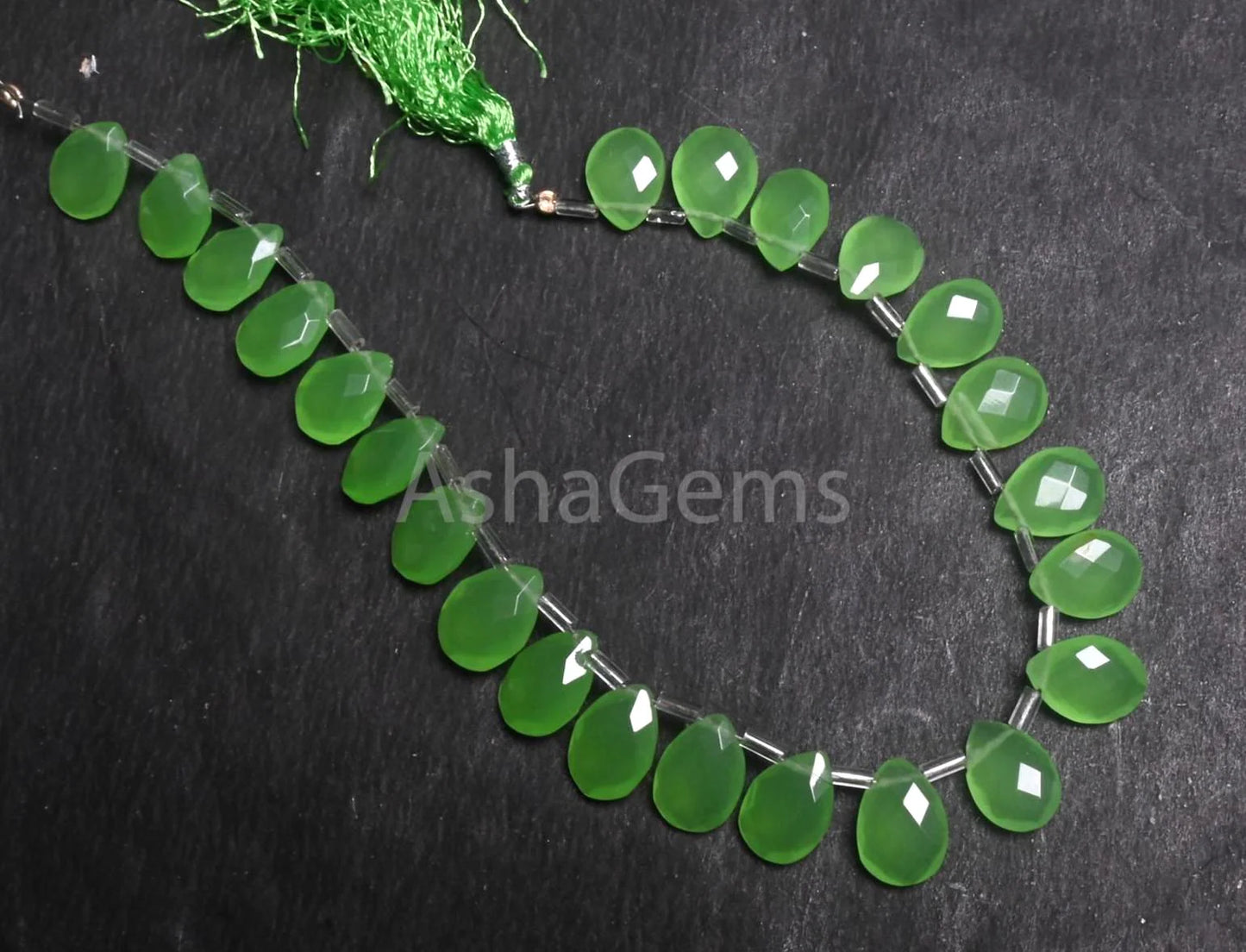 Beautiful Green Quartz Hydro Checker Cut Pears Shape Beads,9" Strand AAA Green Hydro Faceted Teardrop Briolette Side Drill Bead Jewelry SALE (AG 18752)