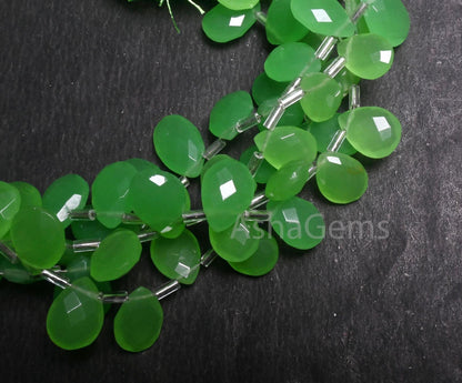 Beautiful Green Quartz Hydro Checker Cut Pears Shape Beads,9" Strand AAA Green Hydro Faceted Teardrop Briolette Side Drill Bead Jewelry SALE (AG 18752)