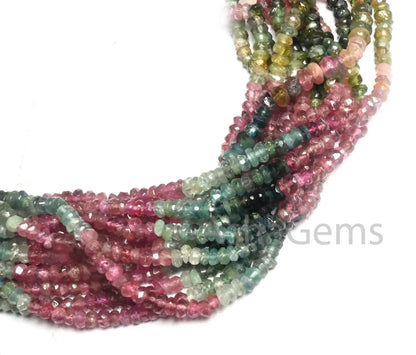 Beautiful Tourmaline faceted Rondelle beads,13" natural Multi tourmaline Indian cut handmade tourmaline Beads Necklace Jewelry making Crafts
