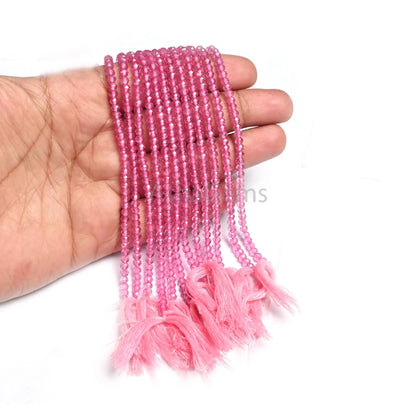 AAA Natural Topaz Pink Coated Micro Cut Faceted Rondelle Beads, Topaz Machine Cut Gemstone Beads, Topaz Pink Coated Beads Jewelry Craft SALE