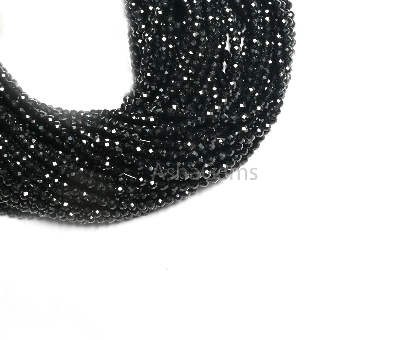 3.5 mm Natural Black Spinel Faceted Rondelle Gemstone Beads,15.5" AAA Coal Black Spinel Micro Machine Cut Spinal Beads Jewelry Necklace SALE