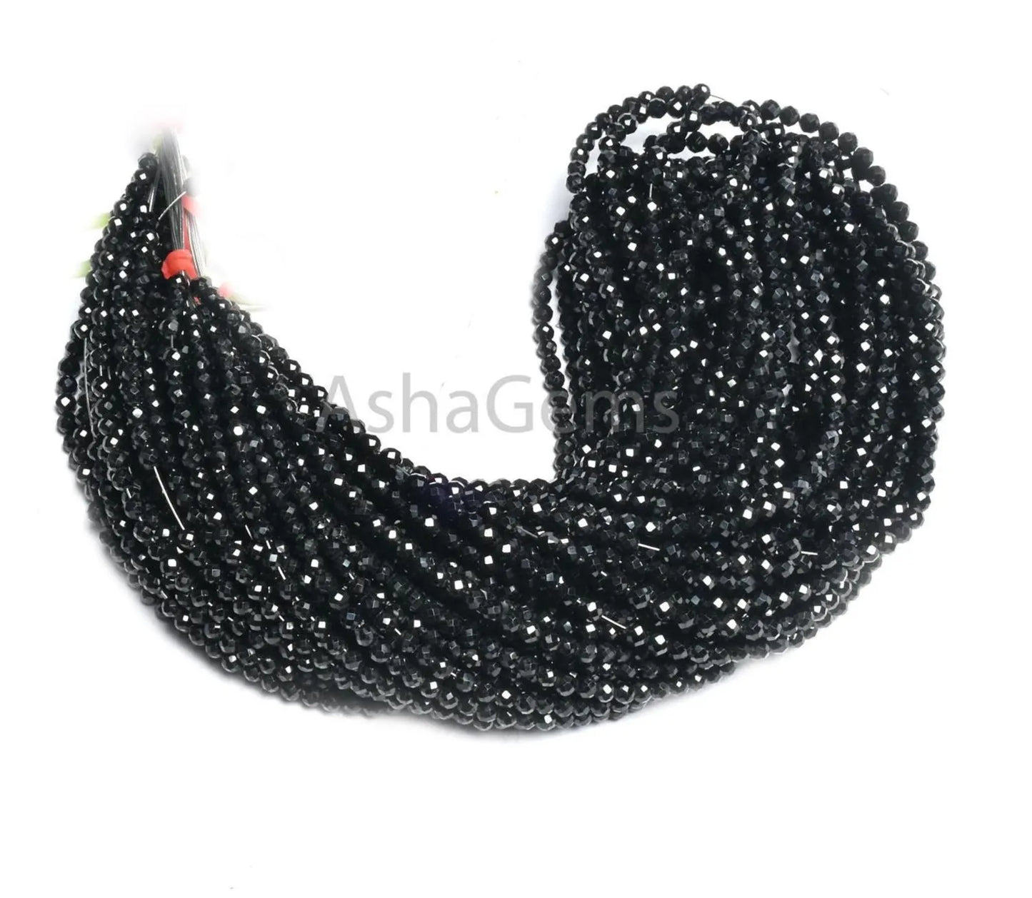 3.5 mm Natural Black Spinel Faceted Rondelle Gemstone Beads,15.5" AAA Coal Black Spinel Micro Machine Cut Spinal Beads Jewelry Necklace SALE