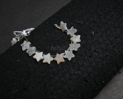 Natural Drusy fancy Star Shape Carving Gemstone Beads, Beautiful White Agate Druzy Carved Star Side Drill Bead For Jewelry Making Craft SALE(AG 18859)