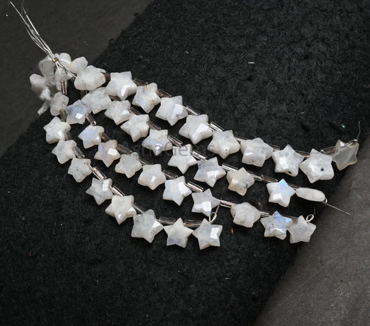 Rainbow Moonstone Carved Star Shape Beads, Natural Blue Fire Rainbow Carving Side Drill faceted Moonstone fancy Carve Briolette Bead Jewelry (AG AG 18860)