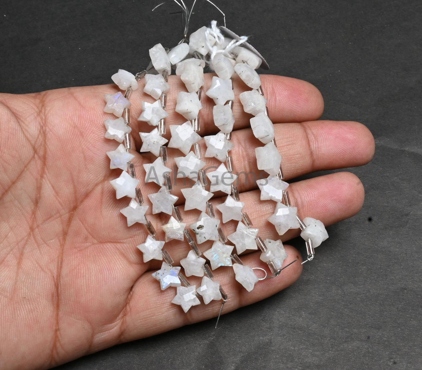 Rainbow Moonstone Carved Star Shape Beads, Natural Blue Fire Rainbow Carving Side Drill faceted Moonstone fancy Carve Briolette Bead Jewelry (AG AG 18860)