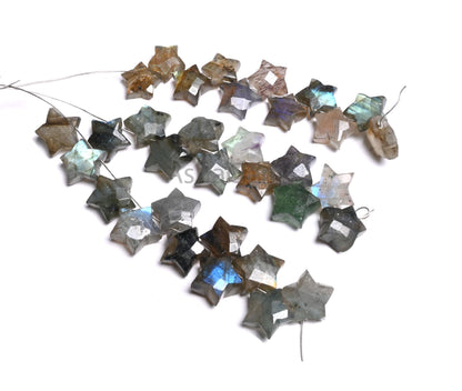Natural Labradorite Faceted Star Briolette Carve Beads, Black Rainbow Fancy Star Shape Carved Beads, Labradorite Carving Beads Jewelry Craft (AG 18861)