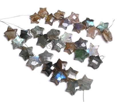 Natural Labradorite Faceted Star Briolette Carve Beads, Black Rainbow Fancy Star Shape Carved Beads, Labradorite Carving Beads Jewelry Craft (AG 18861)