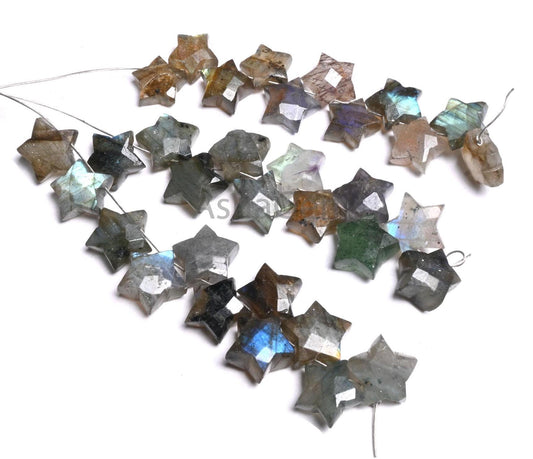 Natural Labradorite Faceted Star Briolette Carve Beads, Black Rainbow Fancy Star Shape Carved Beads, Labradorite Carving Beads Jewelry Craft (AG 18861)