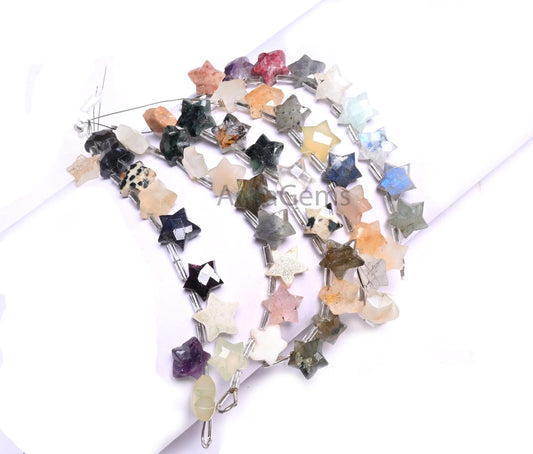 Beautiful Multi Color Gemstone fancy Star Shape Beads, Multi Disco Carved Briolette Star Beads Mix Gemstone Carving Fancy Beads Jewelry SALE (AG 18862)